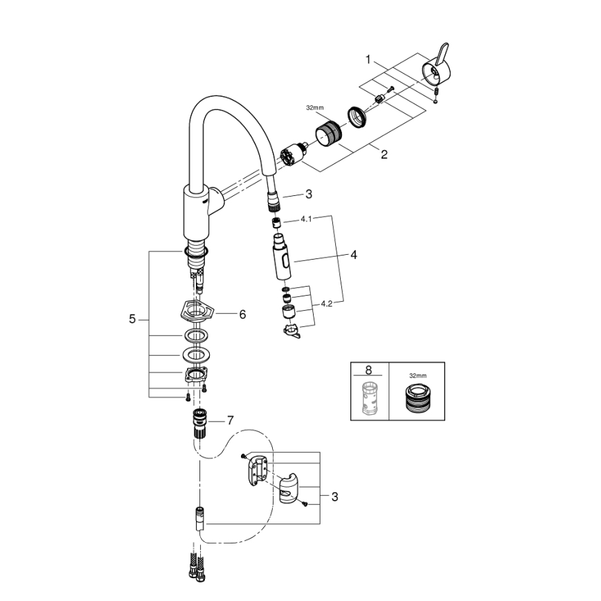 GROHE 31481001 - Grifo monomando para fregadero EUROSMART COSMOPOLITAN, acabado cromo brillante