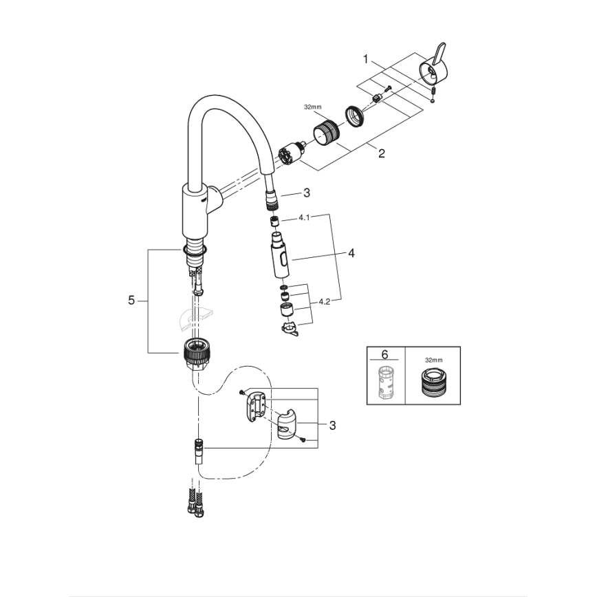 GROHE 31481001 - Grifo monomando para fregadero EUROSMART COSMOPOLITAN, acabado cromo brillante