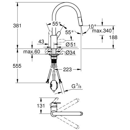 GROHE 31484001 - Grifo para fregadero GET, cromo brillante