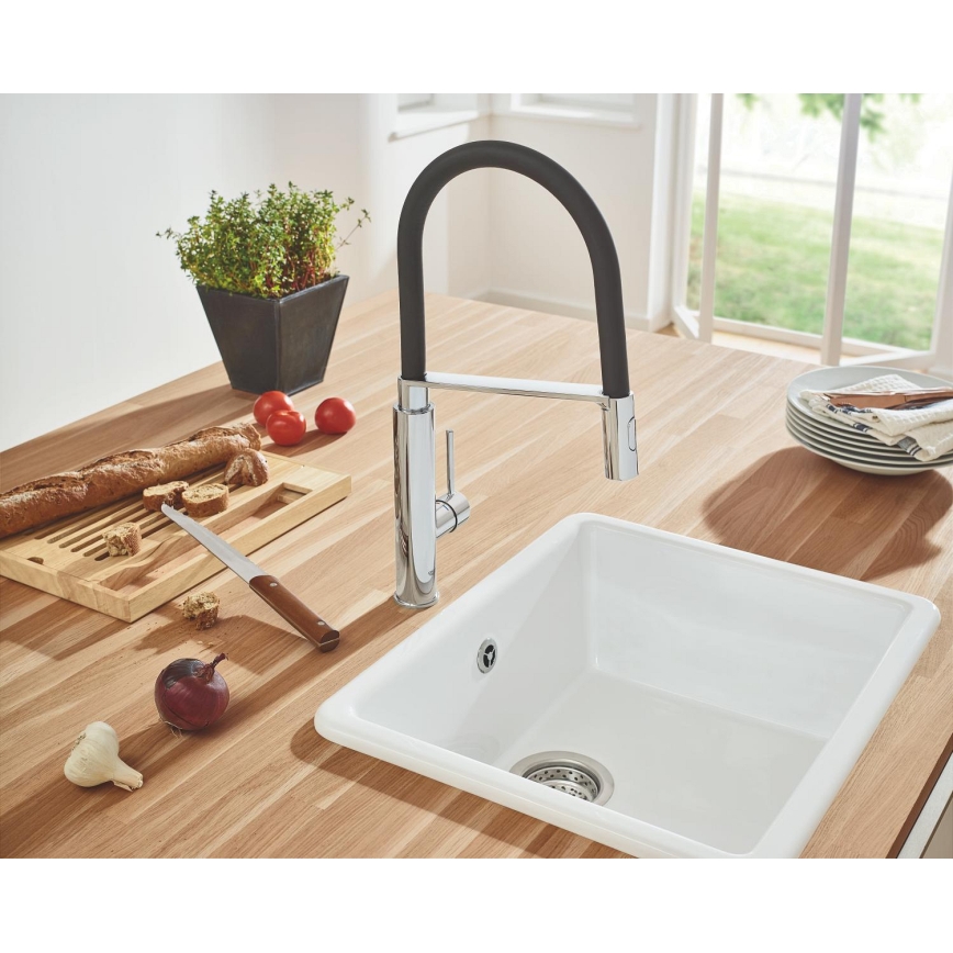 GROHE 31491000 - Grifo para fregadero CONCETTO con rociador profesional extraíble, cromo brillante