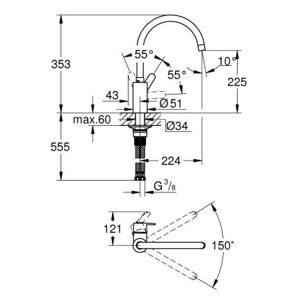 GROHE 31494001 - Grifo para fregadero GET, cromo brillante