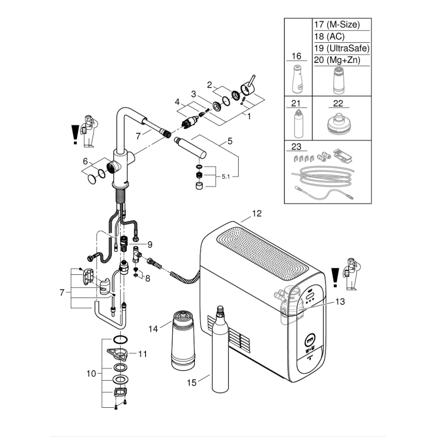 GROHE 31539000 - Grifo para fregadero BLUE HOME con caño en L, cromo pulido