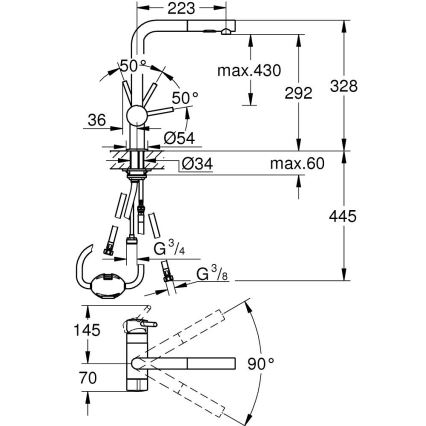 GROHE 31558GN0 - Grifo para fregadero A en acabado dorado
