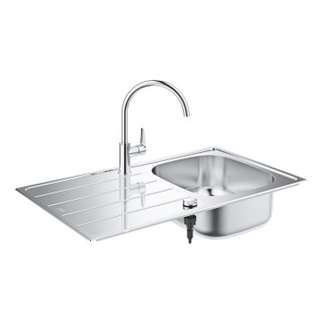 GROHE 31562SD1 - Conjunto de fregadero y grifo de cocina BAU 860 x 500 mm, acero inoxidable