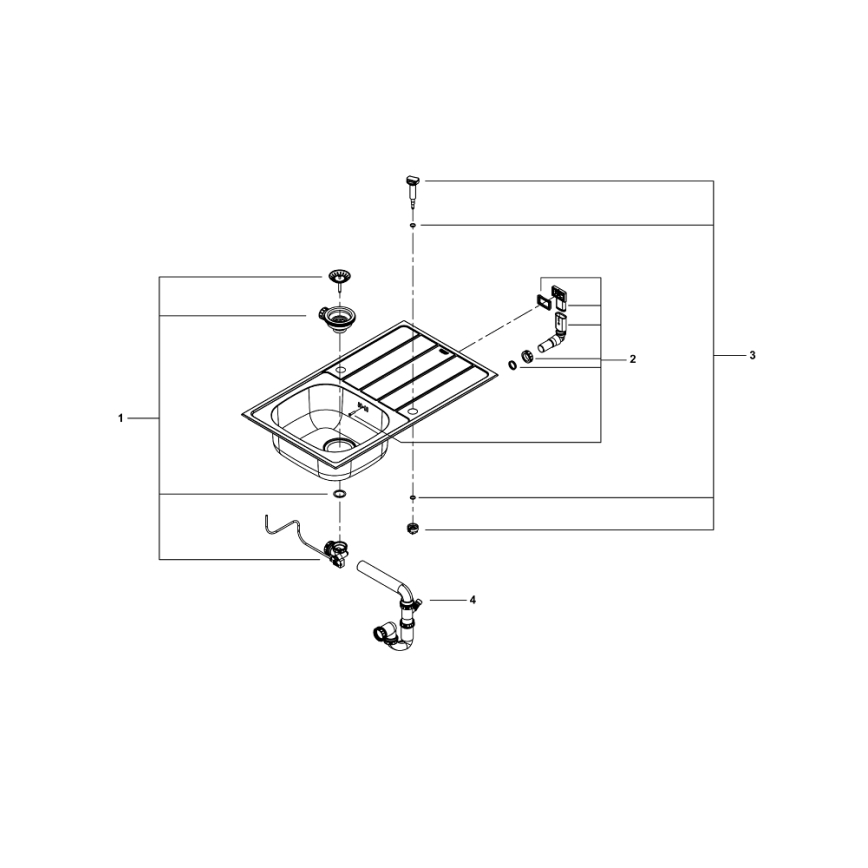 GROHE 31562SD1 - Conjunto de fregadero y grifo de cocina BAU 860 x 500 mm, acero inoxidable