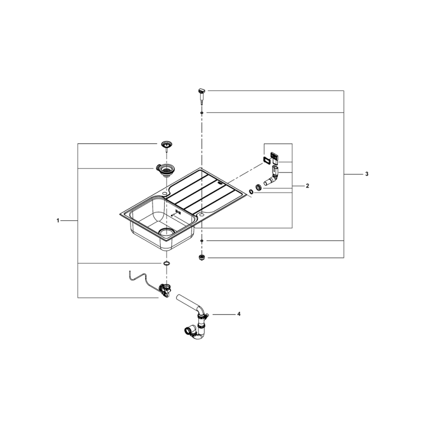 GROHE 31571SD1 - Fregadero K500 860 × 500 mm acero inoxidable