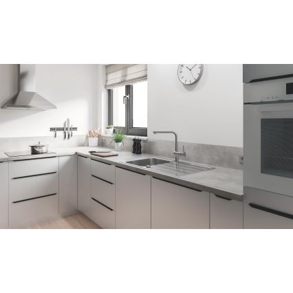 GROHE 31573SD1 - Juego de fregadero de cocina K500 con escurridor integrado y grifo A, 86×50 cm, acero inoxidable