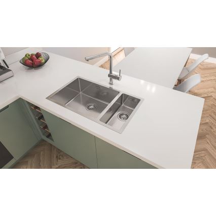 GROHE 31573SD1 - Juego de fregadero de cocina K500 con escurridor integrado y grifo A, 86×50 cm, acero inoxidable