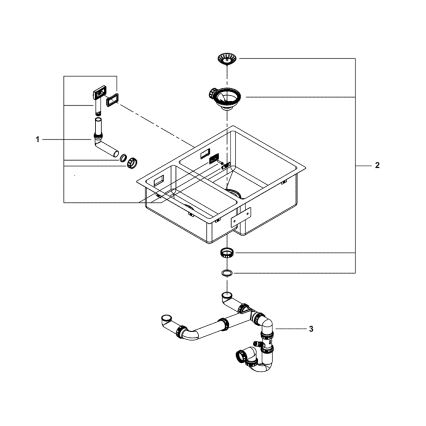 GROHE 31576SD1 - Fregadero de cocina K700U 595 × 450 mm de acero inoxidable