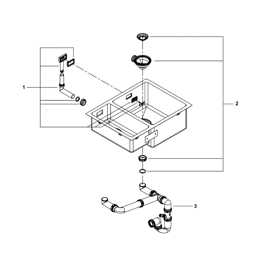 GROHE 31576SD1 - Fregadero de cocina K700U 595 × 450 mm de acero inoxidable