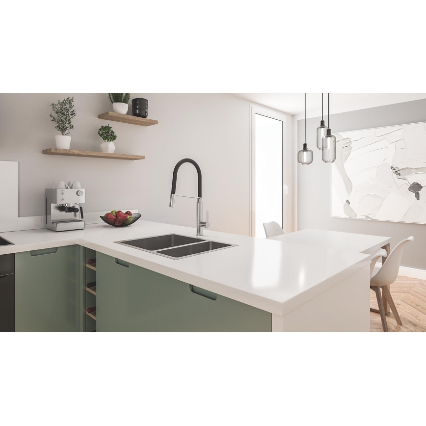 GROHE 31577SD1 - Fregadero de cocina K700U 595 × 450 mm acero inoxidable