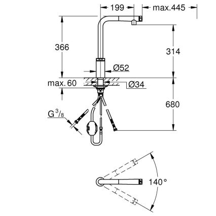 GROHE 31613000 - Grifo de fregadero A SmartControl 314 mm cromo pulido
