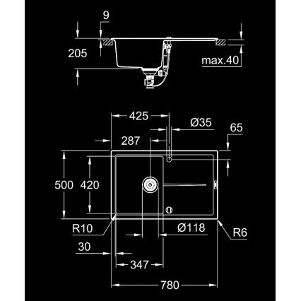 GROHE 31639AP0 - Fregadero K400 780 × 500 mm piedra/negro