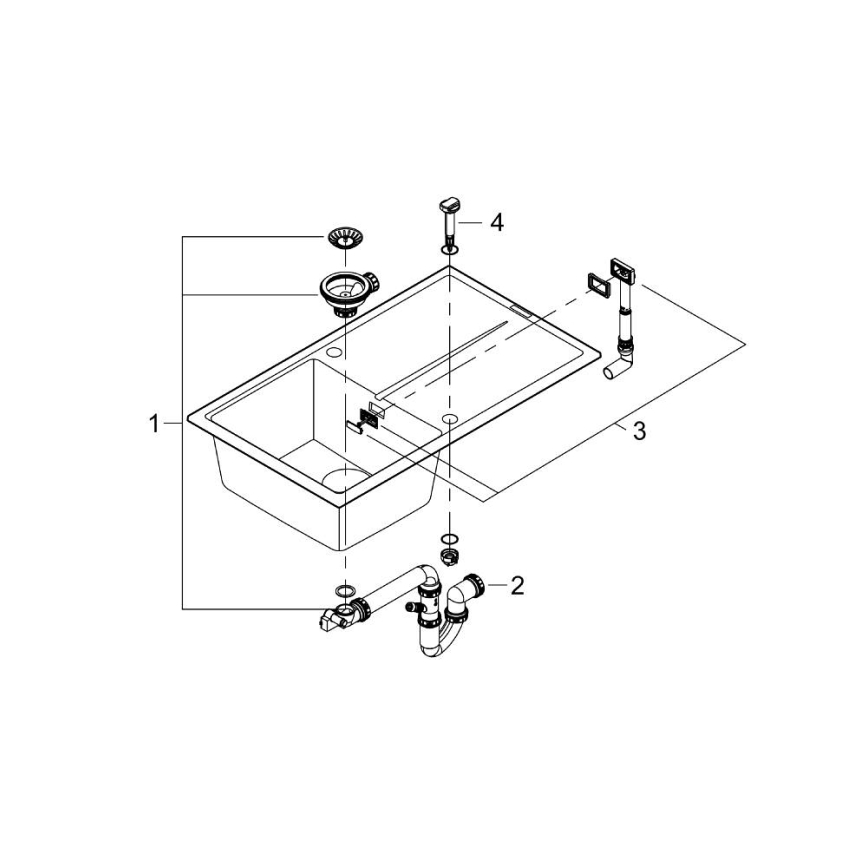 GROHE 31640AP0 - Fregadero de composite K400 860 × 500 mm granito/negro