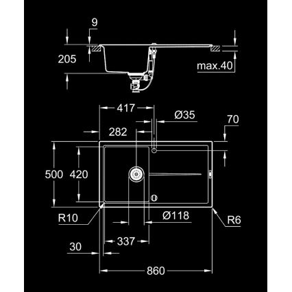 GROHE 31640AP0 - Fregadero de composite K400 860 × 500 mm granito/negro
