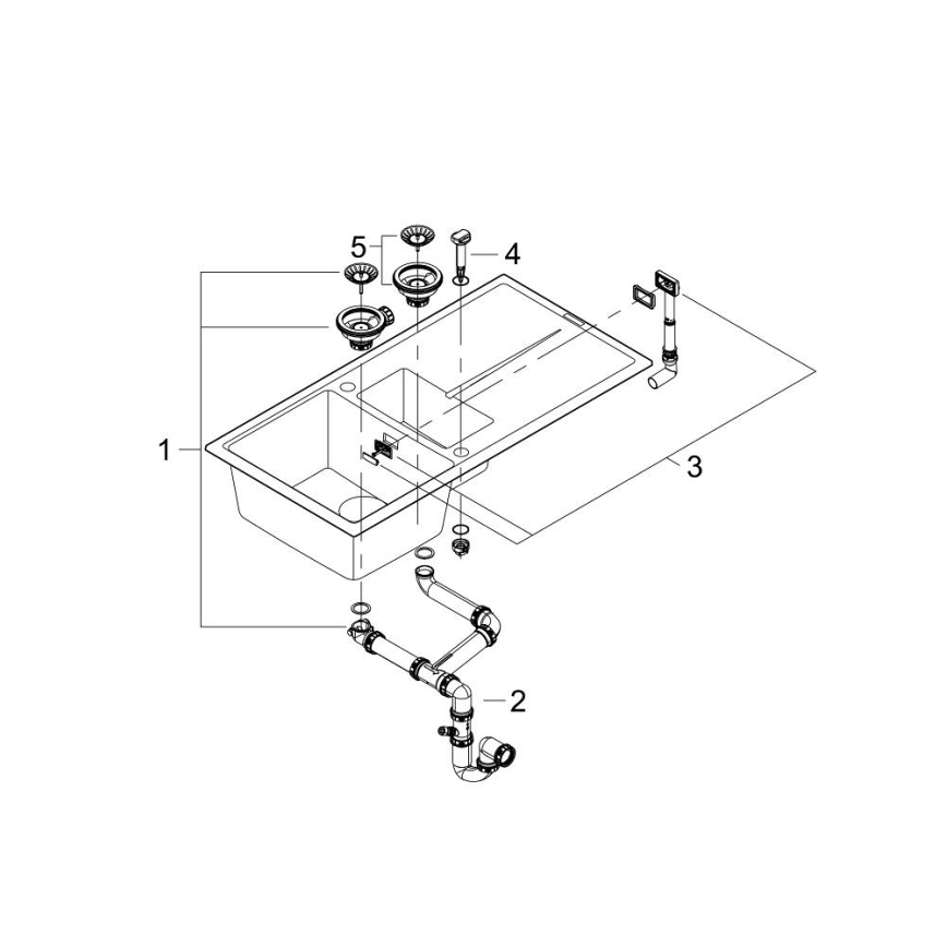 GROHE 31642AP0 - Fregadero de cocina K400 1000 × 500 mm granito/negro