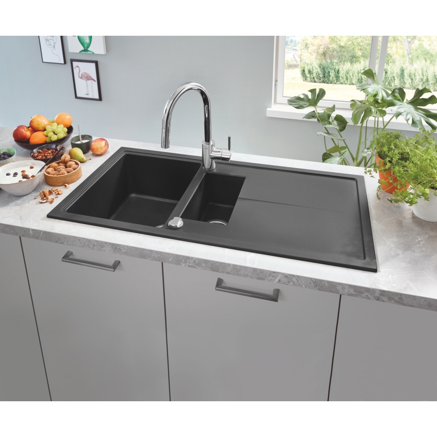 GROHE 31642AP0 - Fregadero de cocina K400 1000 × 500 mm granito/negro