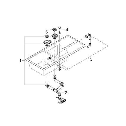 GROHE 31643AP0 - Fregadero compuesto K400 1160 × 500 mm piedra/negro
