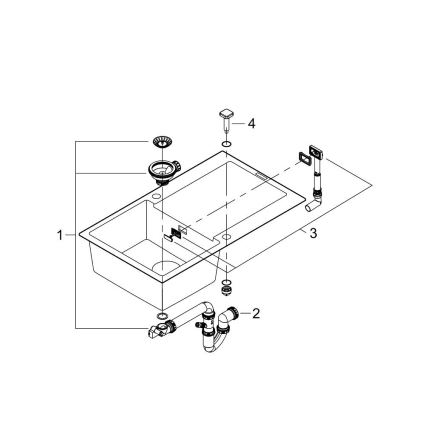 GROHE 31644AP0 - Fregadero K500 860 × 500 mm granito/negro