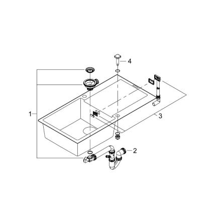 GROHE 31645AP0 - Fregadero compuesto K500 1000 × 500 mm negro