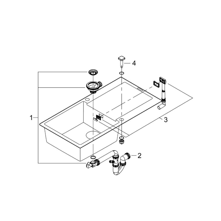 GROHE 31645AP0 - Fregadero compuesto K500 1000 × 500 mm negro
