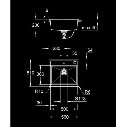 GROHE 31651AP0 - Fregadero de material compuesto K700 560 × 510 mm negro