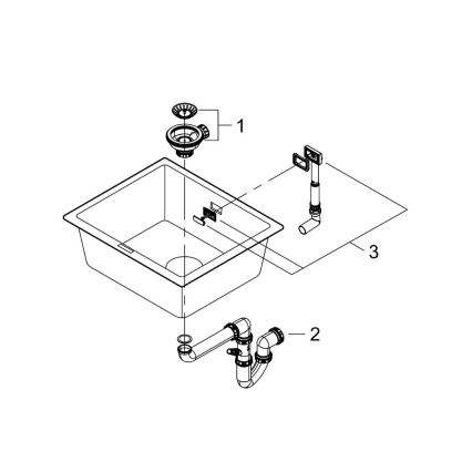 GROHE 31654AP0 - Fregadero K700U 533 × 457 mm, granito negro/negro