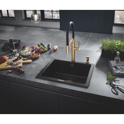 GROHE 31654AP0 - Fregadero K700U 533 × 457 mm, granito negro/negro