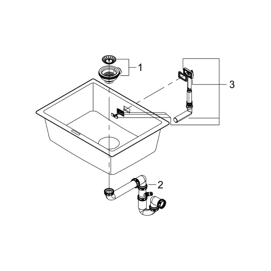 GROHE 31655AP0 - Fregadero de composite K700U 610 × 460 mm, negro