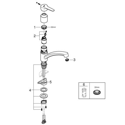 GROHE 31680000 - Grifo para fregadero BAUECO cromo brillante