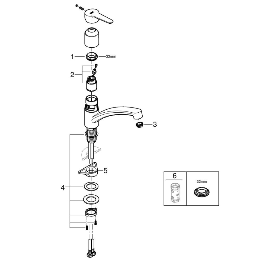 GROHE 31680000 - Grifo para fregadero BAUECO cromo brillante