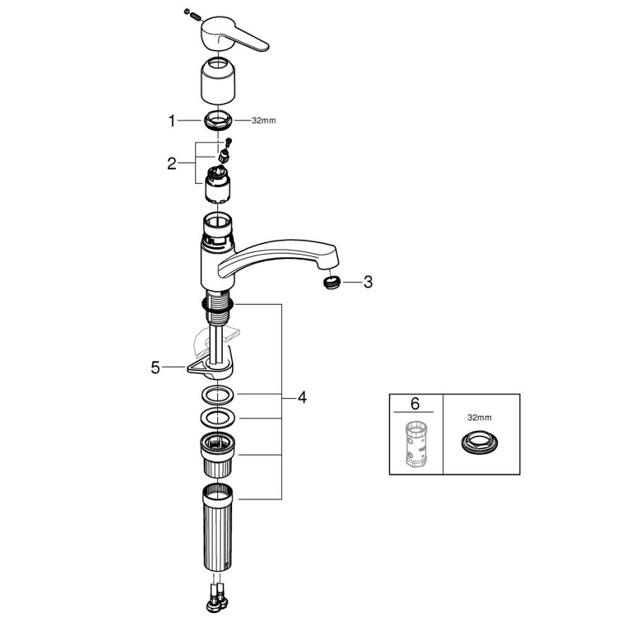 GROHE 31685000 - Grifo de fregadero STARTECO, cromo brillante