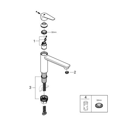 GROHE 31693000 - Grifo para fregadero BAUEDGE 193 mm cromo brillante
