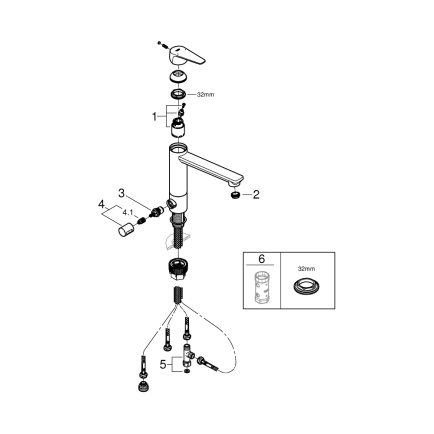 GROHE 31696000 - Grifo para fregadero BAUEDGE, cromo brillante