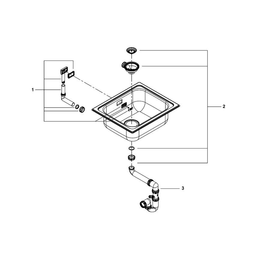 GROHE 31719SD0 - Fregadero de cocina K200 533 × 457 mm acero inoxidable