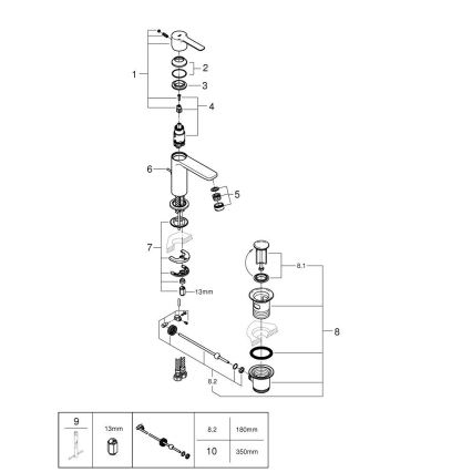 GROHE 32109GL1 - Grifo de lavabo LINEARE, tamaño XS, dorado
