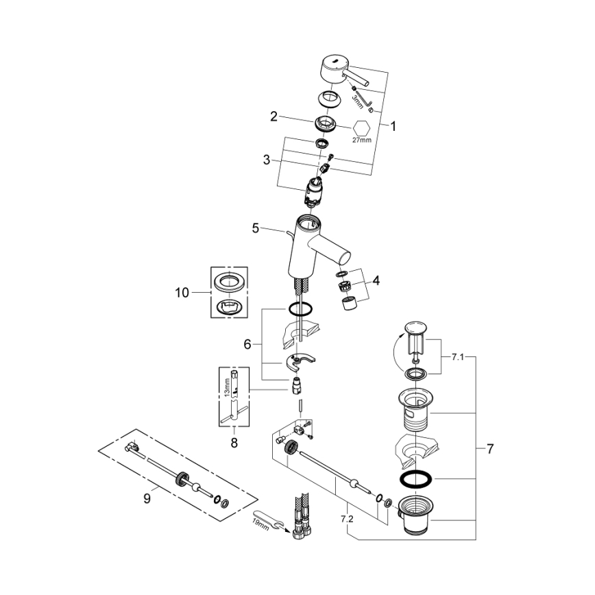 GROHE 32204001 - Grifo de lavabo CONCETTO DN 15 cromo brillante