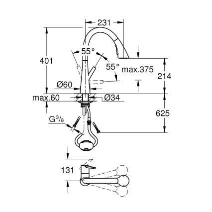 GROHE 32294DC2 - Grifo para fregadero ZEDRA de acero inoxidable