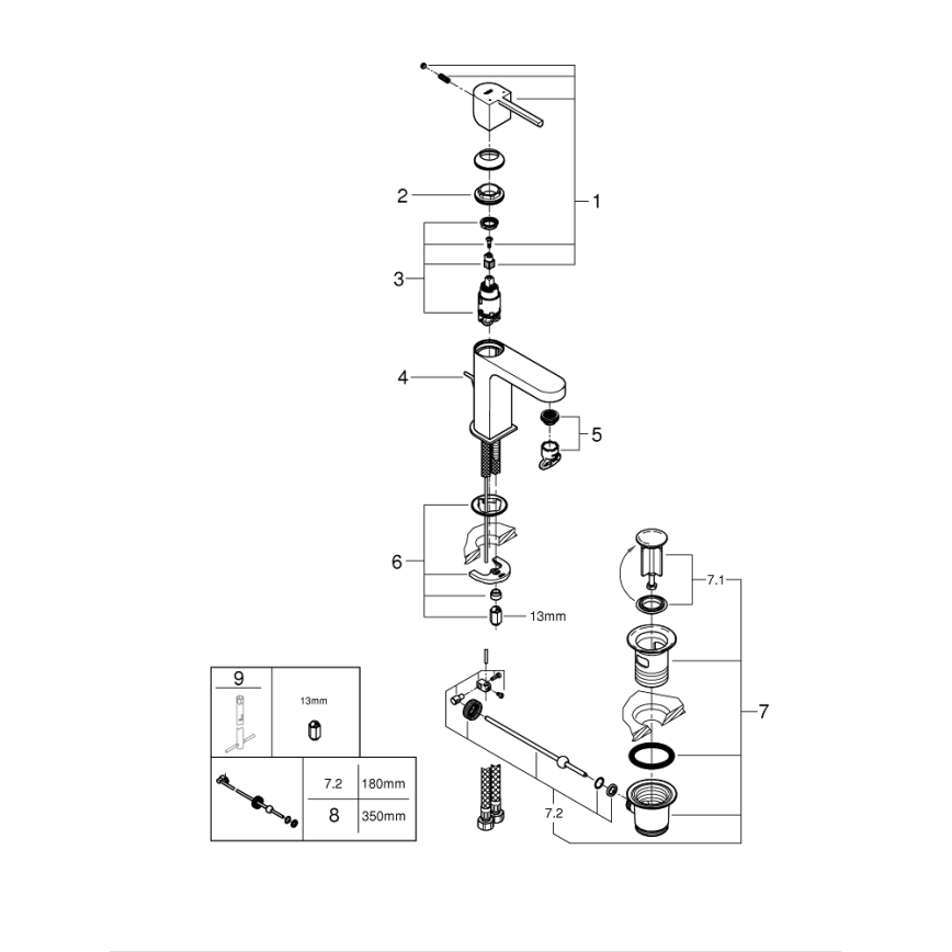 GROHE 32612003 - Grifo de lavabo PLUS tamaño S, cromo brillante