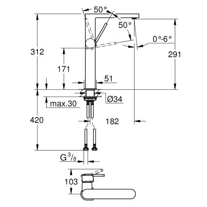 GROHE 32618003 - Grifo de lavabo PLUS XL en cromo brillante