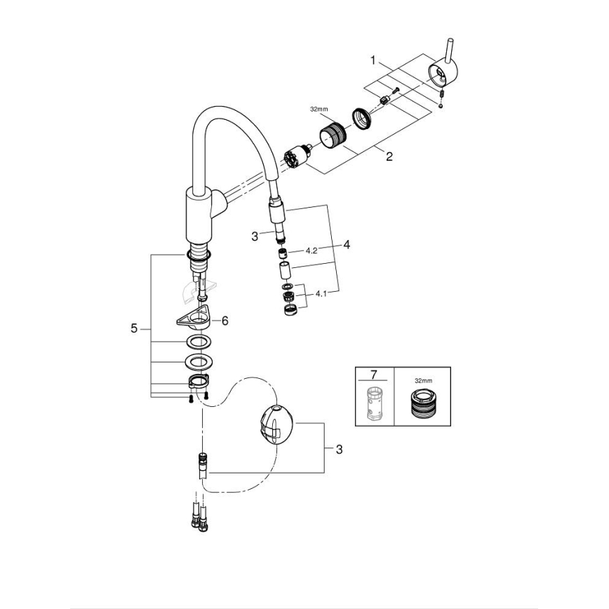 GROHE 32663003 - Grifo monomando para fregadero CONCETTO 360 mm cromo brillante