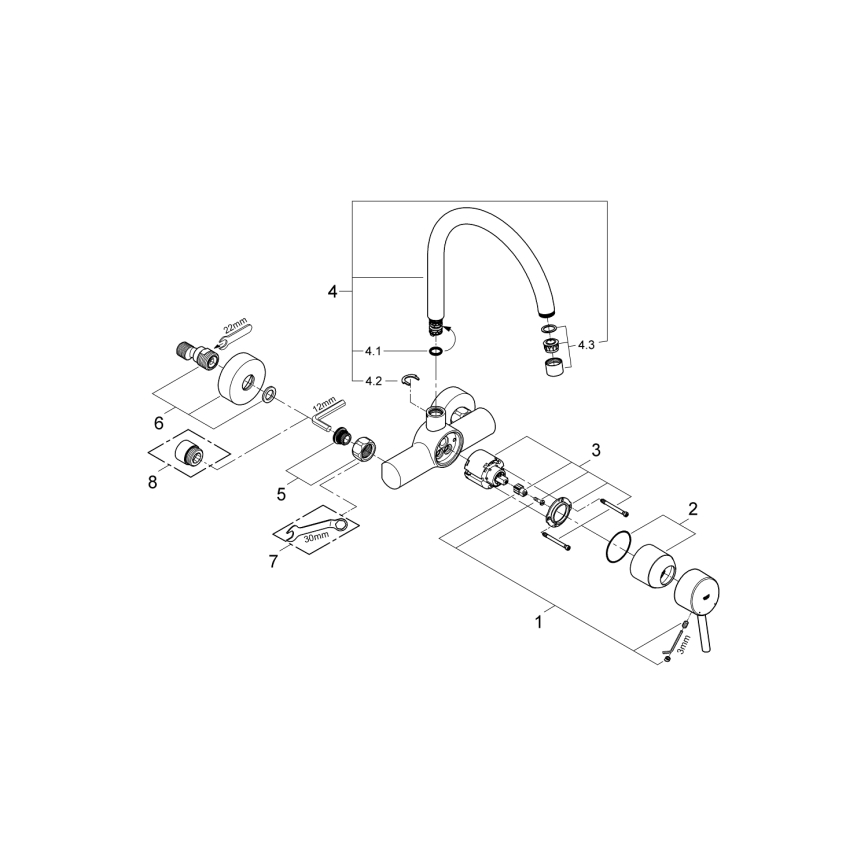 GROHE 32667001 - Grifo para fregadero CONCETTO 280 mm cromo brillante