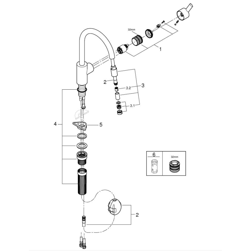 GROHE 32671002 - Grifo monomando para fregadero FEEL, cromo brillante