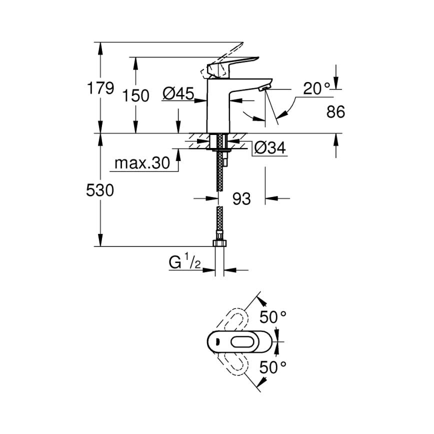 GROHE 32854000 - Grifo para lavabo BAULOOP, cromo brillante