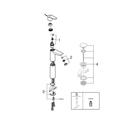 GROHE 32860001 - Grifo para lavabo BAUEDGE 304 mm cromo brillante