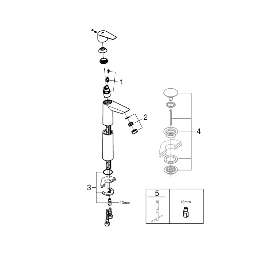 GROHE 32860001 - Grifo para lavabo BAUEDGE 304 mm cromo brillante