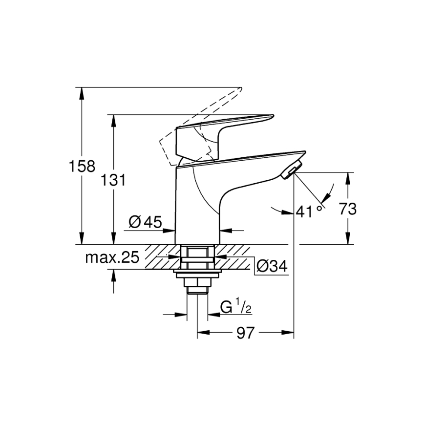 GROHE 32861001 - Grifo monomando BAUEDGE 131 mm cromo brillante