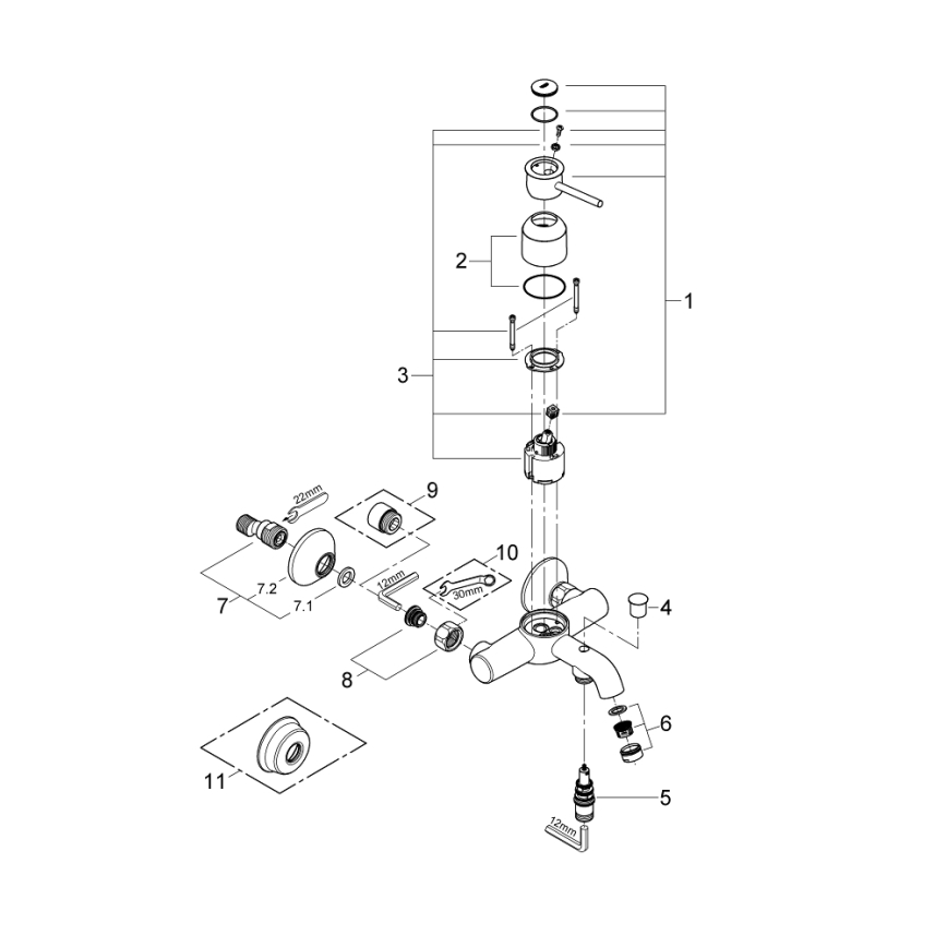 GROHE 32865000 - Grifo de bañera BAUCLASSIC DN 15, cromo brillante