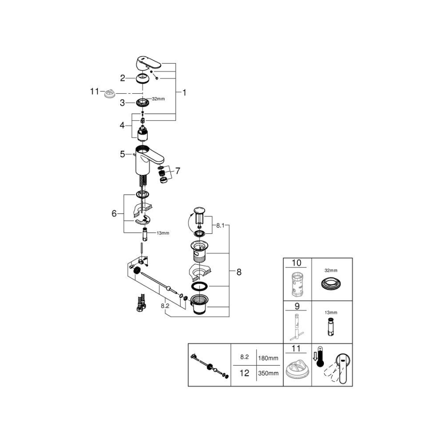 GROHE 32883000 - Grifo de lavabo GET tamaño S cromo brillante