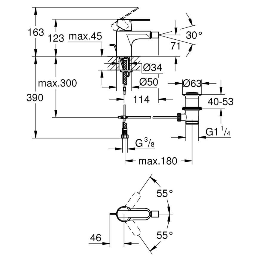 GROHE 32885000 - Grifo para bidé GET DN 15 cromo brillante